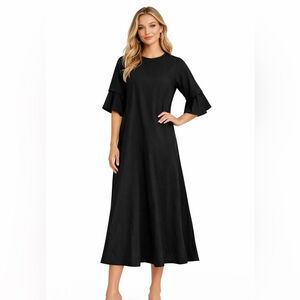 COS Black Long Sleeve Dress with ruffle sleeves